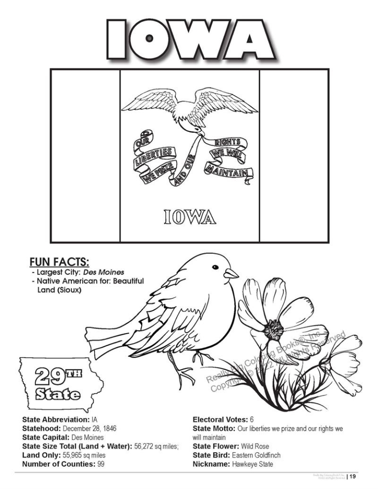 Iowa State Coloring Book Iowa State Coloring Book 8.5 x 11 - Really Big Coloring Books®